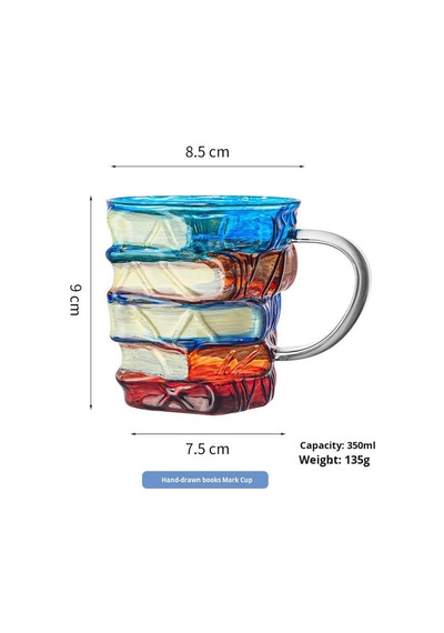 Qerhome Borosilikat Cam Renkli Sherlock Kupa 350 Ml 1 Adet Şeffaf