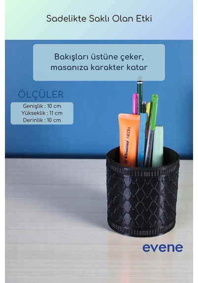 Kalemlik Masa Kalemliği Organizer Kalemlik Siyah Renk Model 87 Çok Renkli