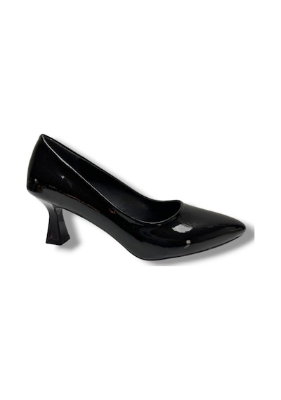 C-shoes 349-26 Rugan Deri Orta Boy Topuklu Kadın Stiletto Siyah