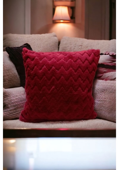 Bohem 4'lü Dekoratif Yastık Kılıfı Kırlent Kılıfı 43x43 Cm Bordo Zikzak Dsn Bordo