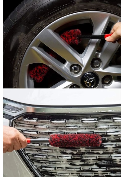 Uravas Store 3lü Bükülebilen Peluş Detaylı Temizlik İçin Oto Jant, Egzos Temizleme Fırçası