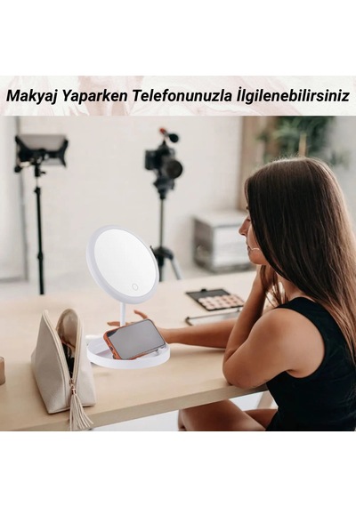 Led Işıklı 10x Katlanabilir Çift Taraflı Makyaj Aynası