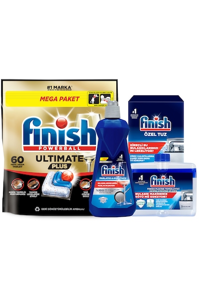 Finish Ultimate Plus Bulaşık Makinesi Deterjanı Kapsül Tablet 60 Adet + Temizlik Ve Bakım Seti