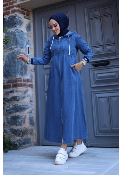 Harman Butik Kadın Fermuarlı Cepli Kapüşonlu Kol Ribanalı Denim Kot Kap Koyu Mavi Koyu Mavi Harman Butik Kadın Fermuarlı Cepli Kapüşonlu Kol Ribanalı Denim Kot Kap Koyu Mavi Koyu Mavi
