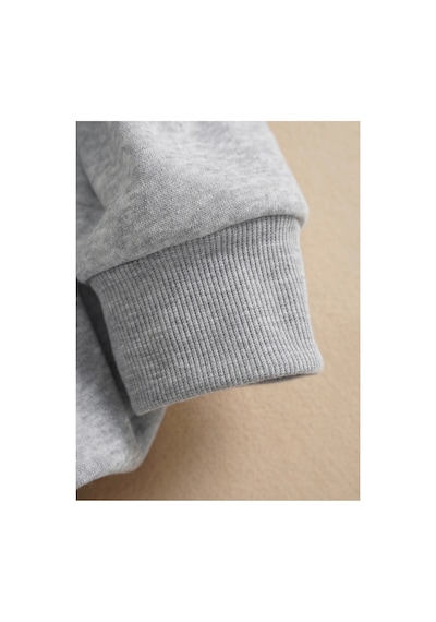Tarzsokak Kuromi Renkli Oversize Bisiklet Yaka Pamuklu Sweatshirt Gri