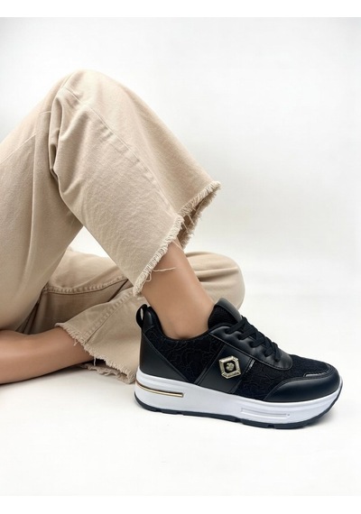 Nstil Kadın Dantel Ve Gold Detaylı Kalın Taban Günlük Sneaker Ayakkabı 0873 Siyah-Beyaz Nstil Kadın Dantel Ve Gold Detaylı Kalın Taban Günlük Sneaker Ayakkabı 0873 Siyah-Beyaz
