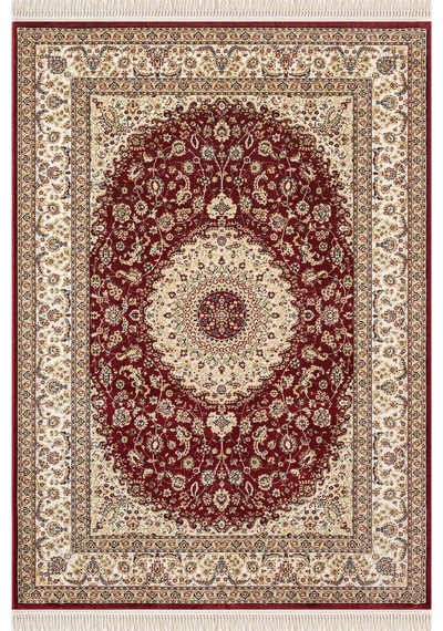 Cotto Home Fesane Fn001j Bordo Pamuk Taban Klasik Çerçeve Desenli Göbekli Salon Oturma Odası Halısı