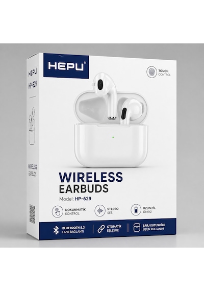 Hepu Hp-629 Bluetooth Kablosuz Kulaklık Şarj Kutulu, Dokunmatik Kontrol İos & Android Uyumlu