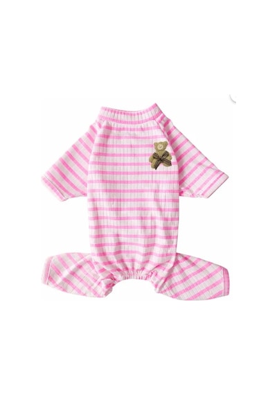 Gedyco The Best Pink Striped Küçük Irk Köpek Penye Tulum Pijama-21563