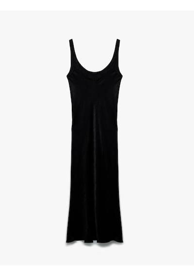 Koton Slim Fit Kolsuz U Yaka Kalın Askılı Uzun Saten Elbise Siyah 6wak80025uw Siyah Koton Slim Fit Kolsuz U Yaka Kalın Askılı Uzun Saten Elbise Siyah 6wak80025uw Siyah