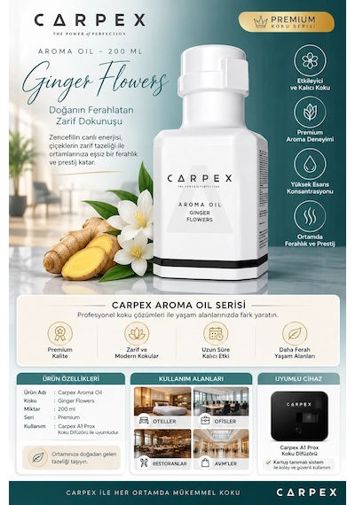 Carpex Aroma Oil 200 Ml Premium Koku Kartuş Ginger Flowers K.t. Günlük
