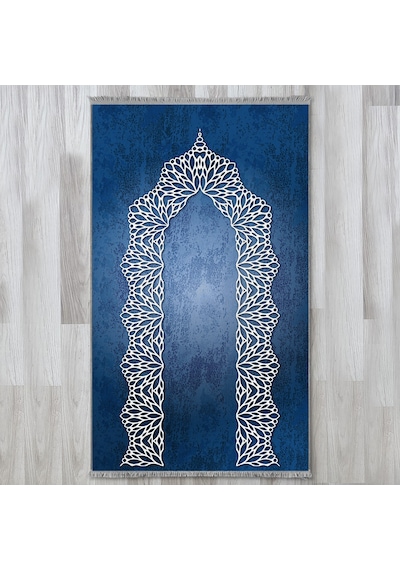 Evaşk Namazlık Dokuma Halı Kaymaz Muslumana Seccade66x113 LACİVERT EVAŞK414A80