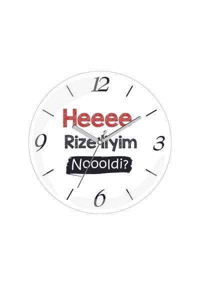 Karadeniz Heee Rizeliyim Noooldi Çap 30 Bombeli Gerçek Cam Duvar Saati Siyah