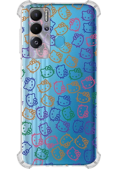 Tecno Pova Neo Uyumlu Köşe Korumalı Hello Kitty Tasarımlı Şeffaf Airbag Silikon Kılıf Şeffaf