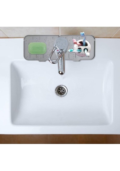 Su Tutucu Musluk Matı -mutfak Ve Banyo Için Koruyucu Lavabo, Musluk Ve Batarya Matı Silikon Gri Diğer