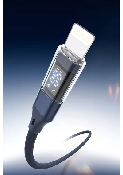 30w Pd Type-c To Apple Uyumlu iPhone Lightning Dijital Watt Göstergeli Hızlı Şarj Kablosu 1 Metre Siyah Mt2156