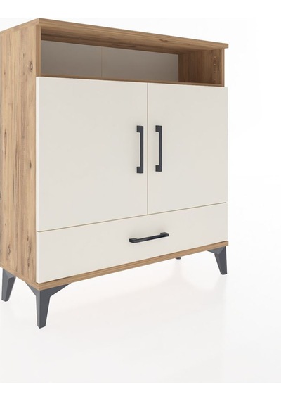 Arges Şifonyer 3 Raflı Tek Çekmeceli 2 Kapaklı 88x30x96 Çam-aytaşı Atlas Çam