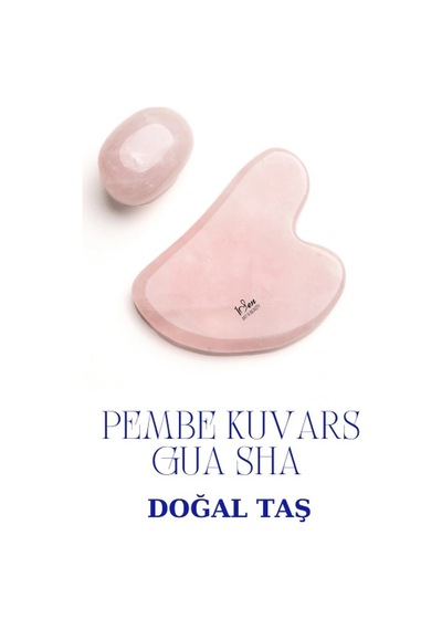 Pembe Kuvars Kalp- Ve-roller 3'lü Set Masaj Taşı Doğal Yüz Şekillendirici & Cilt Canlandırıcı 3'lü