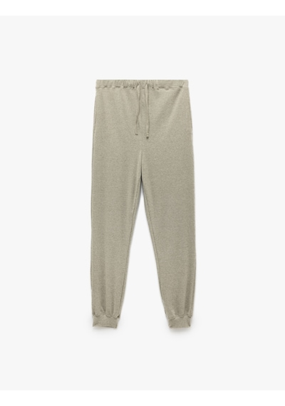 Koton Rahat Kesim Beli Bağlamalı Yumuşak Dokulu Jogger Pijama Altı Haki 5wlk40315mk Haki