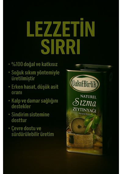 Vakıfbirlik Natürel Soğuk Sıkım Sızma 4 5l Zeytinyağı