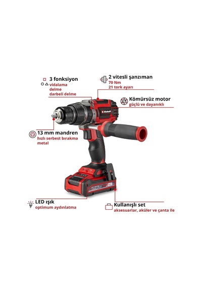 Professional Akülü Darbeli Vidalama Tp-cd 18/70 Li-i Bl+70 Set