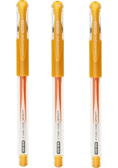 Uniball Signo Needle 0.38 İğne Uçlu Jel Kalem Altın Sarısı Üç Adet