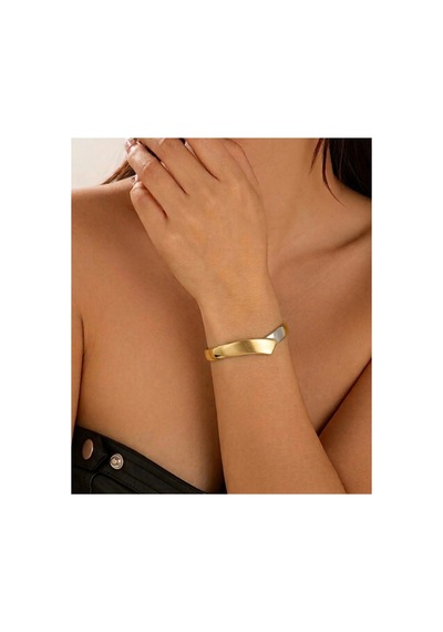 Çelik Pinterest Gold Gümüş 2 Renk Kelepçe Bileklik Kararmaz Hediye Kutulu Gümüş - 891740743 Gümüş