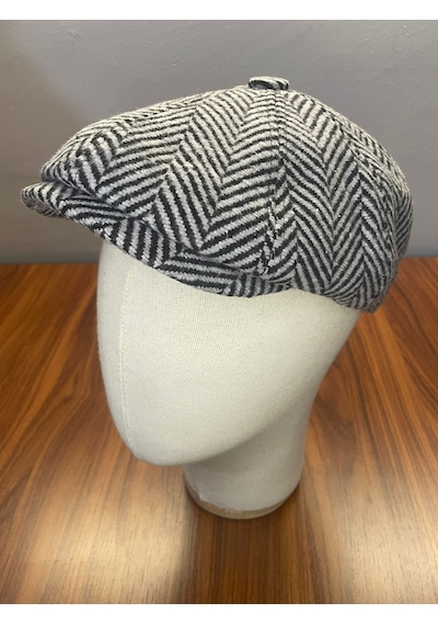 Hamze Peaky Blinders Vintage Model Balıksırtı Kışlık Kasket Şapka Gri
