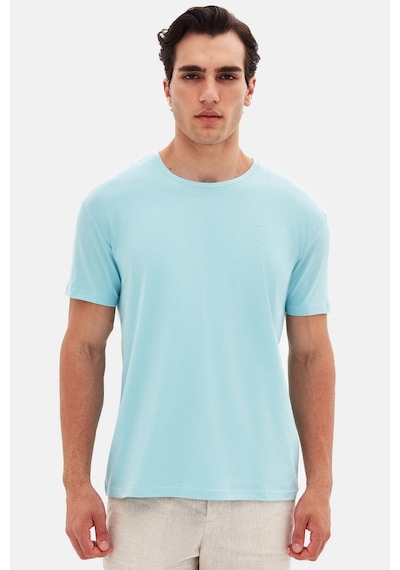 Twn Slim Fit Aqua Düz Kabartma Baskılı T-shirt 4ec148551753m Aqua