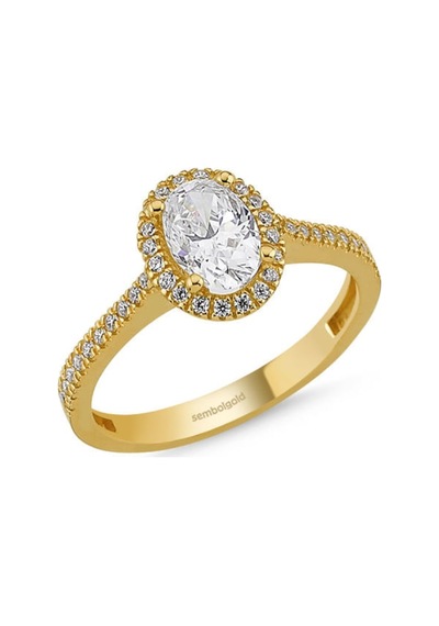 Altın Tektaş Yüzük Swarovski Taşlı Pırlanta Montür 285831035