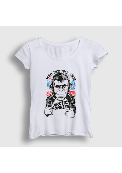 Presmono Kadın Wtf Arctic Monkeys T-shirt Beyaz