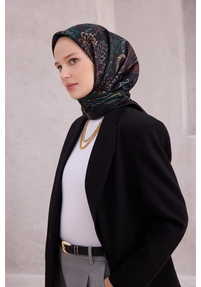 BELLİ Saf İpek Twill Eşarp 4207d01 Siyah - 34