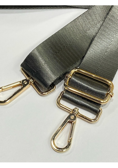 Karan Tuhafiye Çanta Sapı / Polyester Gold Detaylı Çanta Sapı - Füme Füme