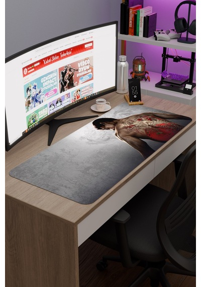 Yakuza Kaymaz Dikişli Kauçuk Oyuncu Mousepad V5 - 90x40 Xxl Gaming Mouse Pad Fare Altlığı