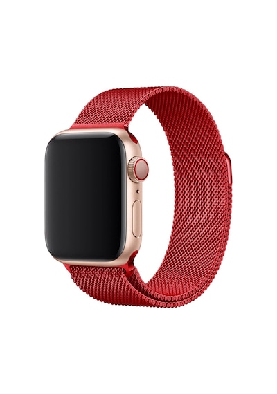 Apple Watch  Uyumlu- 38mm Metal Mıknatıslı Kordon - Kırmızı