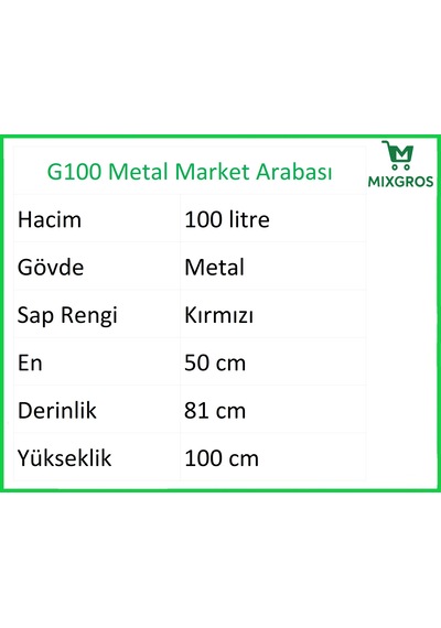 G100 Metal Market Alışveriş Arabası 100 Litre
