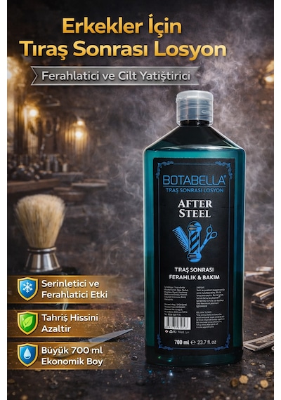 Botabella After Steel Tıraş Sonrası Losyon 700 Ml Erkek After Shave Ferahlatıcı Bakım Losyonu