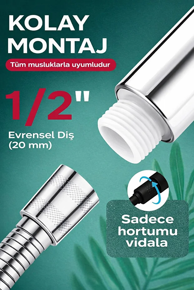 Duş Başlığı 5 Fonksiyonlu Yüksek Basınçlı Su Tasarruflu El Duşu Beyaz