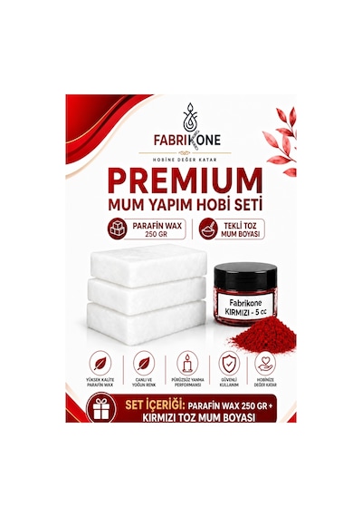 Premium Mum Yapım Hobi Seti - Parafin Wax 250 Gr - Tekli Toz Mum Boyası - Kırmızı Bkfabpw2501k Karışık