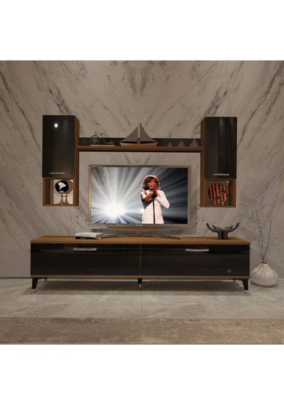 Decoraktiv Eko 5da Mdf Std Silver Tv Ünitesi Tv Sehpası Ceviz - Siyah