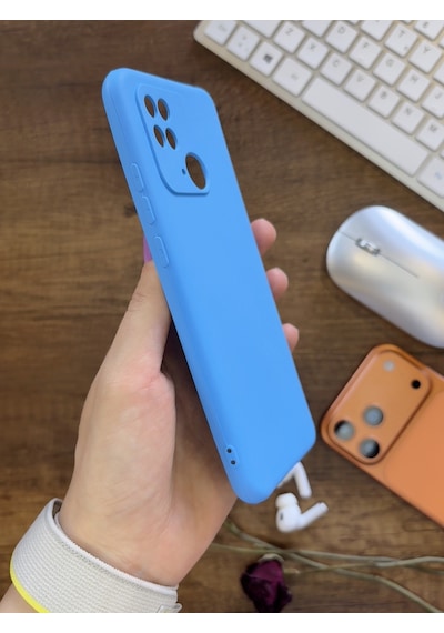 Redmi 10c / Poco C40 Uyumlu Kamera Korumalı Darbeye Dayanıklı Renk Atmayan Fab Silikon Kılıf Mavi