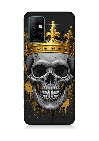 İnfinix Note 8i Uyumlu Taçlı Kurukafa Gölgesinde Desenli Silikon Kılıf Çok Renkli