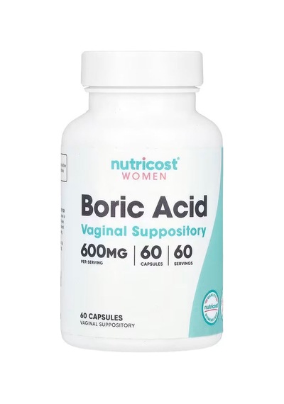 Nutricost Women Boric Acid Candida & Yeast Treatments Vaginal Suppository 600 Mg 60 Capsules