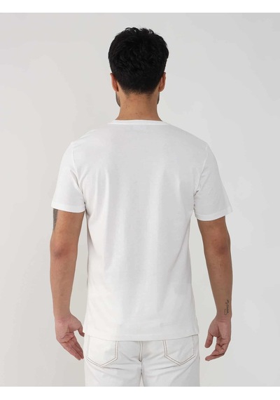 Dufy Ekru Erkek Slim Fit Desenli O Yaka Tshirt - 105309-ekru Ekru