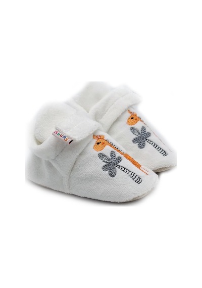 Funny Baby Nakışlı Cıtlı Rahat Panduf Esnek Ergonomik Yumuşacık Taban Özel Tasarım Organik Rahat Hava Alır Yüzey - Ekru