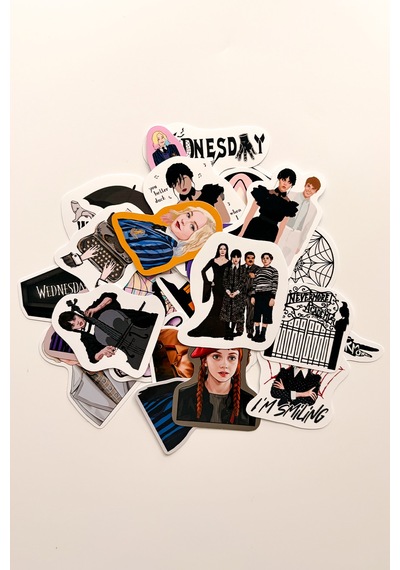 Wednesday 30 Parça Sticker Paketi Suya Dayanıklı Laptop Termos Telefon Etiket Seti