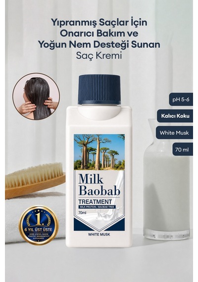 Yıpranmış Saçı Onaran Nemlendirici Saç Kremi Mılk Baobab Original Treatment White Musk 70ml