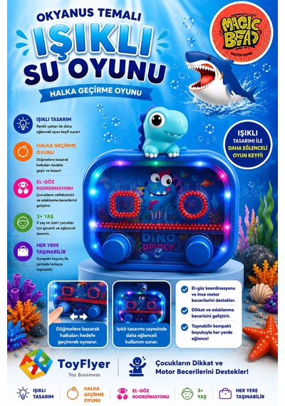 Su Oyunu Water Game Çocuklar İçin Eğlenceli Halka Geçirme Işıklı Dinazor Modelleri 2586bc-l12laciv