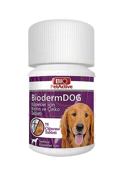 Bio Petactive Biodermdog Tüy Dökülmesini Azaltan Biotin ve Çinko Köpek Vitamini 75 Tablet 38 G