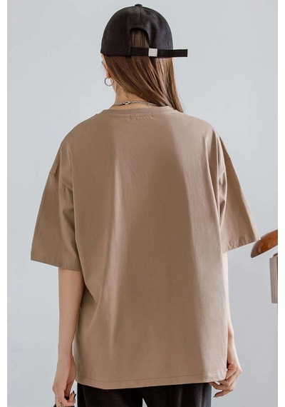 Uyguntarz Unisex The Future Baskılı Oversize T-shirt Bej